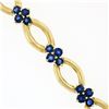 Image 7 : Vintage 18k Gold 8.0 ctw Royal Blue Sapphire Cluster Open Marquise Link Bracelet
