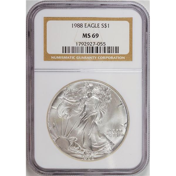 1988 American Silver Eagle .999 Fine Silver Dollar Coin NGC MS69