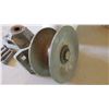 Image 4 : big steel pulley + pail of large bolts