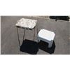 Image 1 : Vintage footstool + plastic step stool