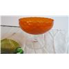 Image 3 : Carnival glass platter and orange glass cup with stem