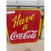 Image 1 : 1941 Coca-Cola Porcelain 2 Sided Flange Sign 17" x 19.5"