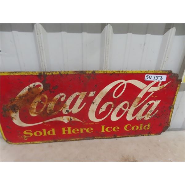 Metal 1951 Coca-Cola Sign - Poor Condition 12.5" x 29"