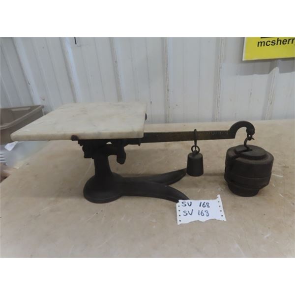 Scale with Marble Tray, Brass Beam & Weights