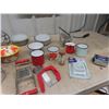Image 2 : Enamelware, Kitchen Items; Slicer, Sifter, Shredder, Salt + Pepper Shakers plus  more