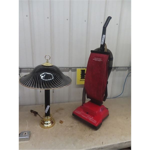 Table Lamp & Hoover Upright Vacuum
