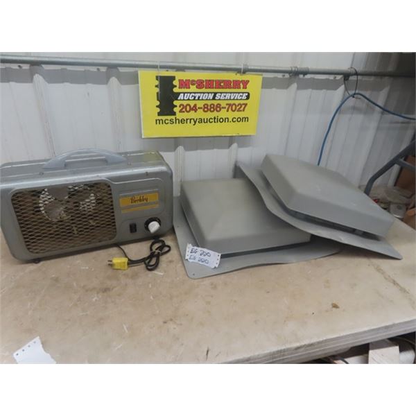 Electric Heater & 2 Roof Top Vents