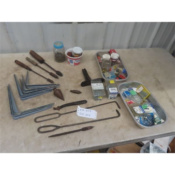 Assorted Machine Screws, Soldering Tips, Shelf Brackets, Fire Poker, Repair Horn plus more