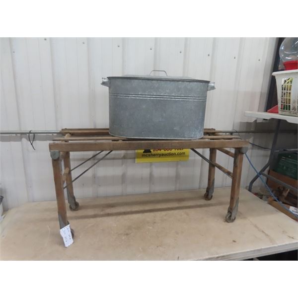 BT Folding Leg Tub Stand & Galvanized Boiler with Lid