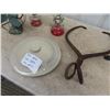 Image 4 : 2 Coal Oil Lamps, 5 Gal Crock Lid, Vintage Fan, Ice Tongs