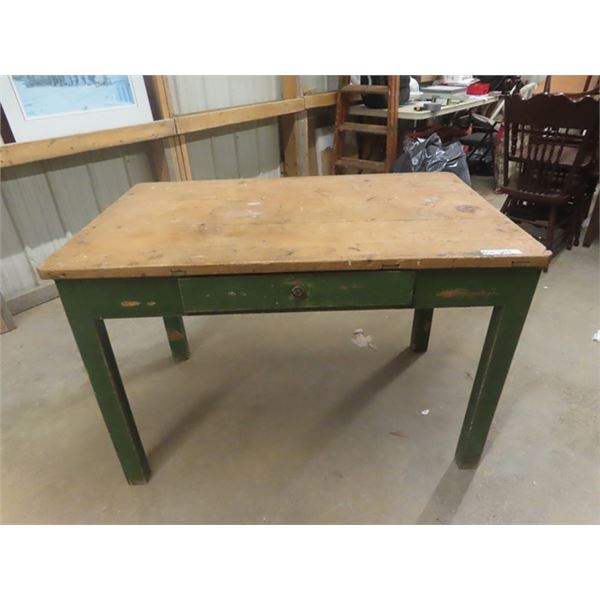 Country Table with Drawer - Original Paint 30" x 46" x 29"