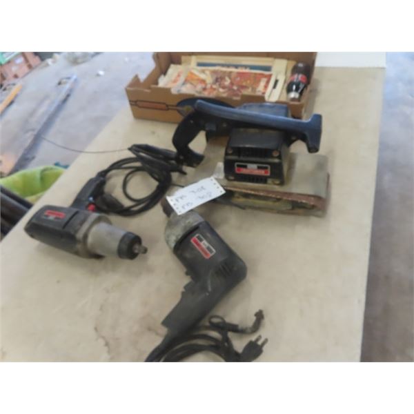 3 Craftsman Power Tools, Belt Sander, 1/2" Impact, Drill