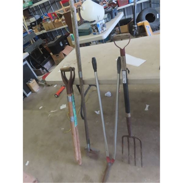 Potato Fork, Clippers, 2 Hoes, 2 Handles