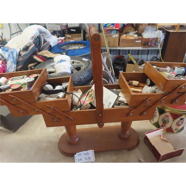 Folding Sewing Cabinet Filled with Sewing Needs