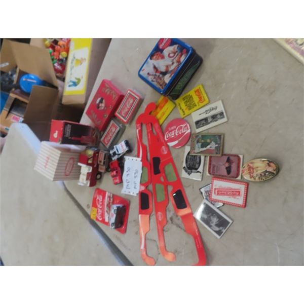 Coca-Cola Buddy L Trucks, Die Cast, Playing Cards, 3D Glasses, Pocket Mirror plus more