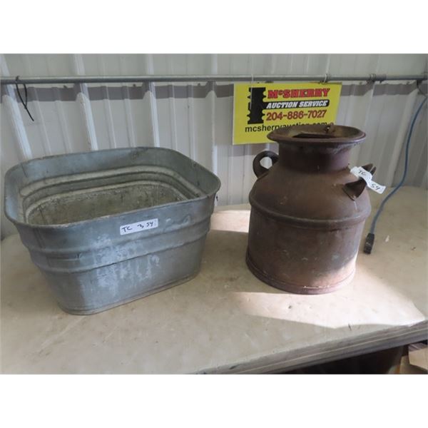 Galvanized Tub &  Cream Can