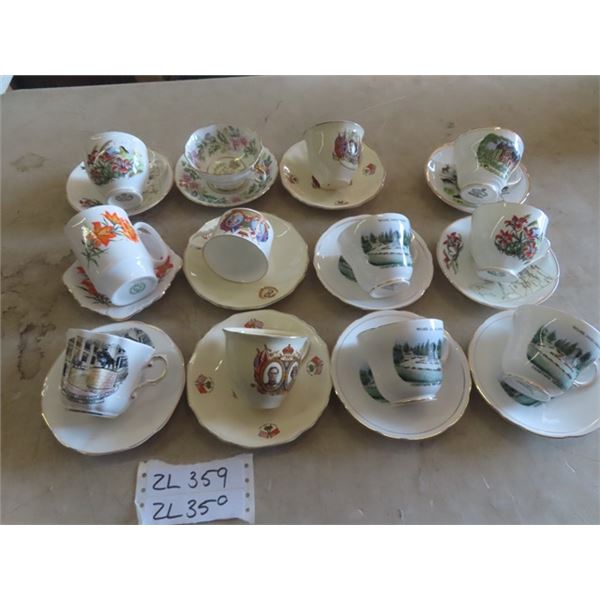 12 Tea Cups + Saucers; Aynsley, Royal Grafton, Royalty