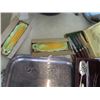 Image 4 : Vintage Trays, Cutting Boards, Knives, Corn Holders, Serving Dishes, Metal Baking Pans
