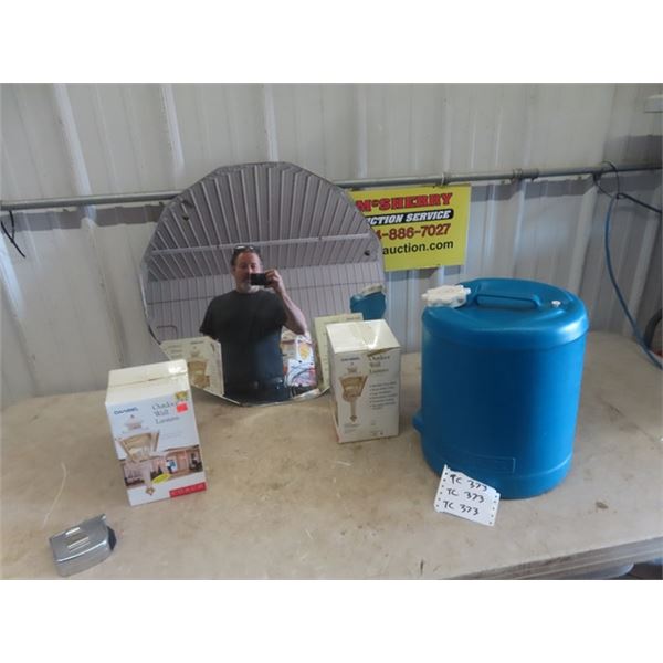 Mirror 24 Wide, 2 New Outdoor Wall Mount Lights, Water Jug
