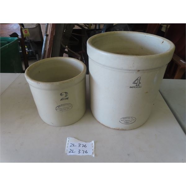 2 Crocks; #2 Medalta & #4 Imperial