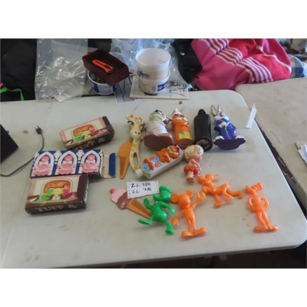 Liquid Soap Containers Displays, box of Soap, Comb & Disney Figurines