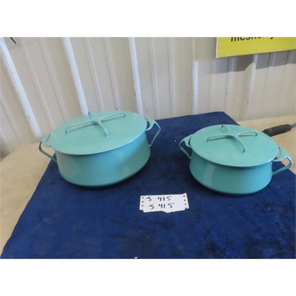 2 Metal Koben Pots with Lids - Funky Style !
