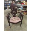 Image 1 : Fancy Mahogany Chair with Carved Back & Petti Point Seat