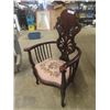 Image 2 : Fancy Mahogany Chair with Carved Back & Petti Point Seat