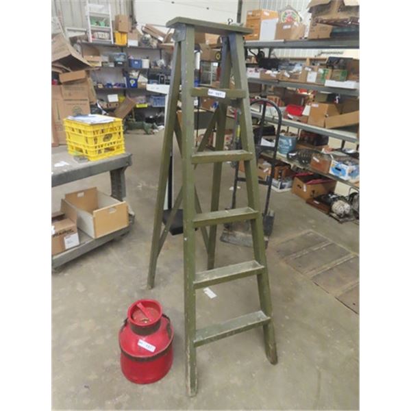 Wooden Step Ladder & Cream Can