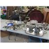 Image 1 : Silverware, Tea Pot, Cream + Sugar Pair, Candle Holder, Trays plus more