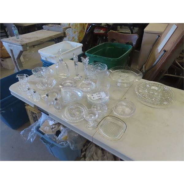 Crystal & Cut Glass; Serving Trays, Salt + Pepper Shakers, Candle Holder, Vases plus more