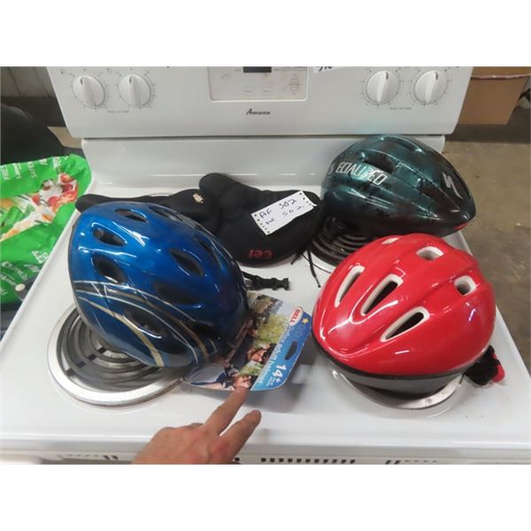 3 Bicycle Helmets & 2 Paddings for Bicycle Seat