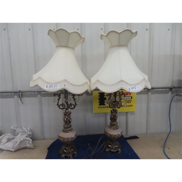 2 Mid Century Lamps with Prisms 36" Tall