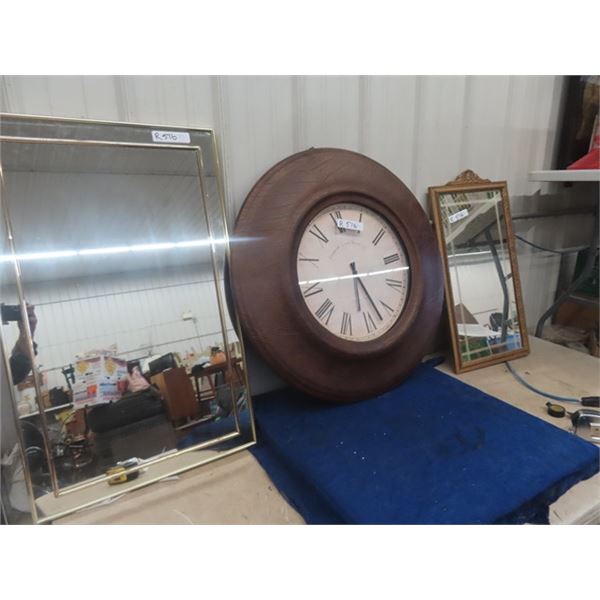Etched Mirror 14" x 28" , Mirror 20" x 32", Clock 29" Wide