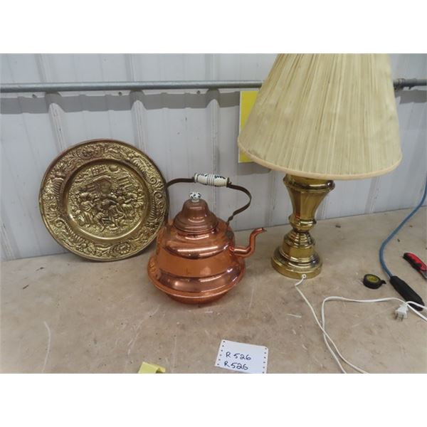 Large Copper Kettle, Copper Display, Lamp