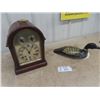 Image 1 : Carved Wooden Loon Wind Up Mantle Clock- crack on glass