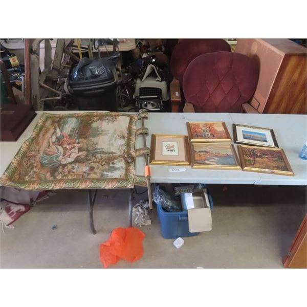 5 Pictures/Paintings & Tapestry 29" x 29"
