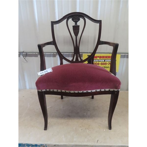 Red Upholstered Arm Chair - Damaged