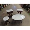 Image 1 : 4 Pc Marble Top Rosewood Tables - Small one is not Rosewood