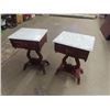 Image 3 : 4 Pc Marble Top Rosewood Tables - Small one is not Rosewood