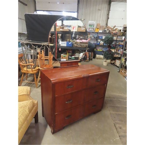 3 Drawer Dresser with Round Mirror