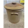 Image 2 : 3 Gal Salt Glaze Crock With Lid - Chip on Handle