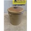 Image 3 : 3 Gal Salt Glaze Crock With Lid - Chip on Handle