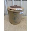 Image 1 : 5 Gal Salt Glaze Crock - Damage Lid + Chip on Handle
