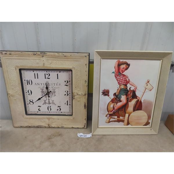1 Clock 22.5" x 22.5"  & 1 PIcture 20" x 24"