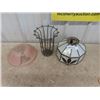 Image 1 : 2 Lamp Shades; 1 Stained Glass & Metal Stand