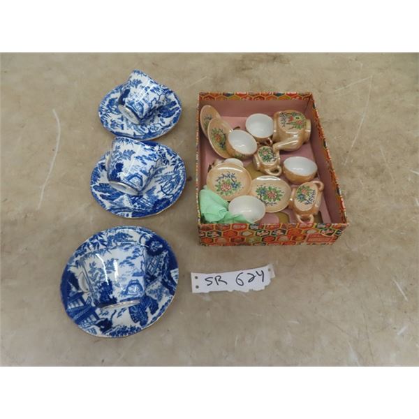 Royal Crown Derby 3 Cups with Saucers & Miniature Japan Tea Set