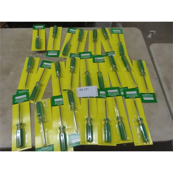 24 New Green Handled Robertson Screwdrivers