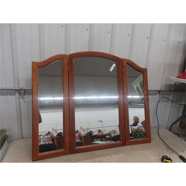 Oak Tri-Mirror 38" x 46"