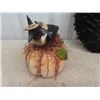 Image 2 : 2 Halloween Items; Black Feather Wreath, Crow on Pumpkin